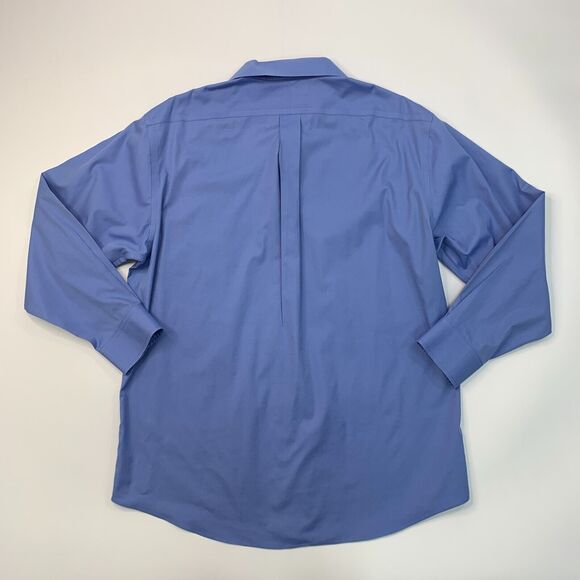 Cremieux Dress Shirt Mens 16.5 Evening Blue Collared Button Up Pinpoint Cotton - Picture 7 of 10
